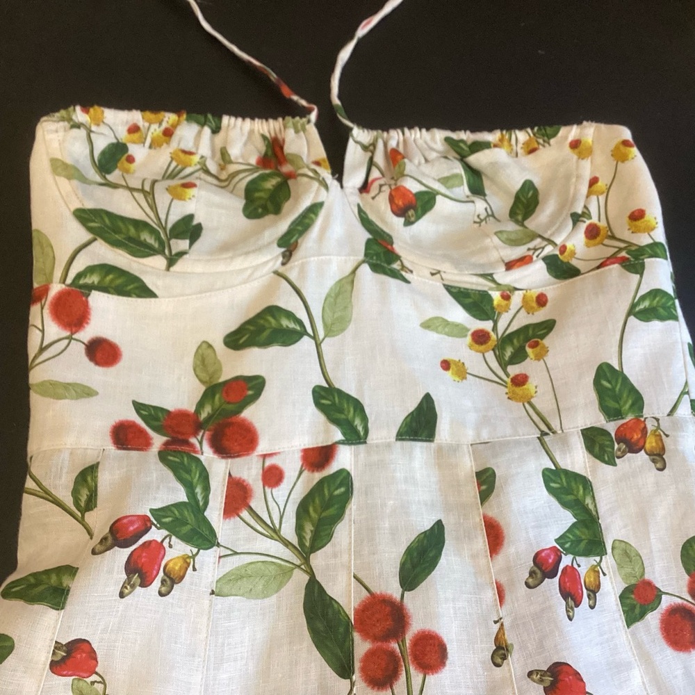 Agua Bendita Anturio Linen Dress Halter Top Mini Med - Picture 6 of 10